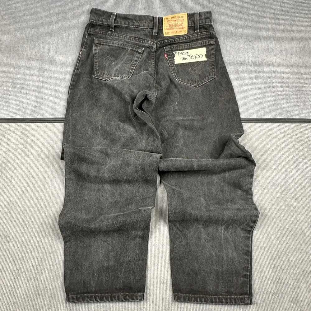 Vintage Levis 560 Loose Fit Tapered Leg Black Jeans Mens 33x30 Made in USA